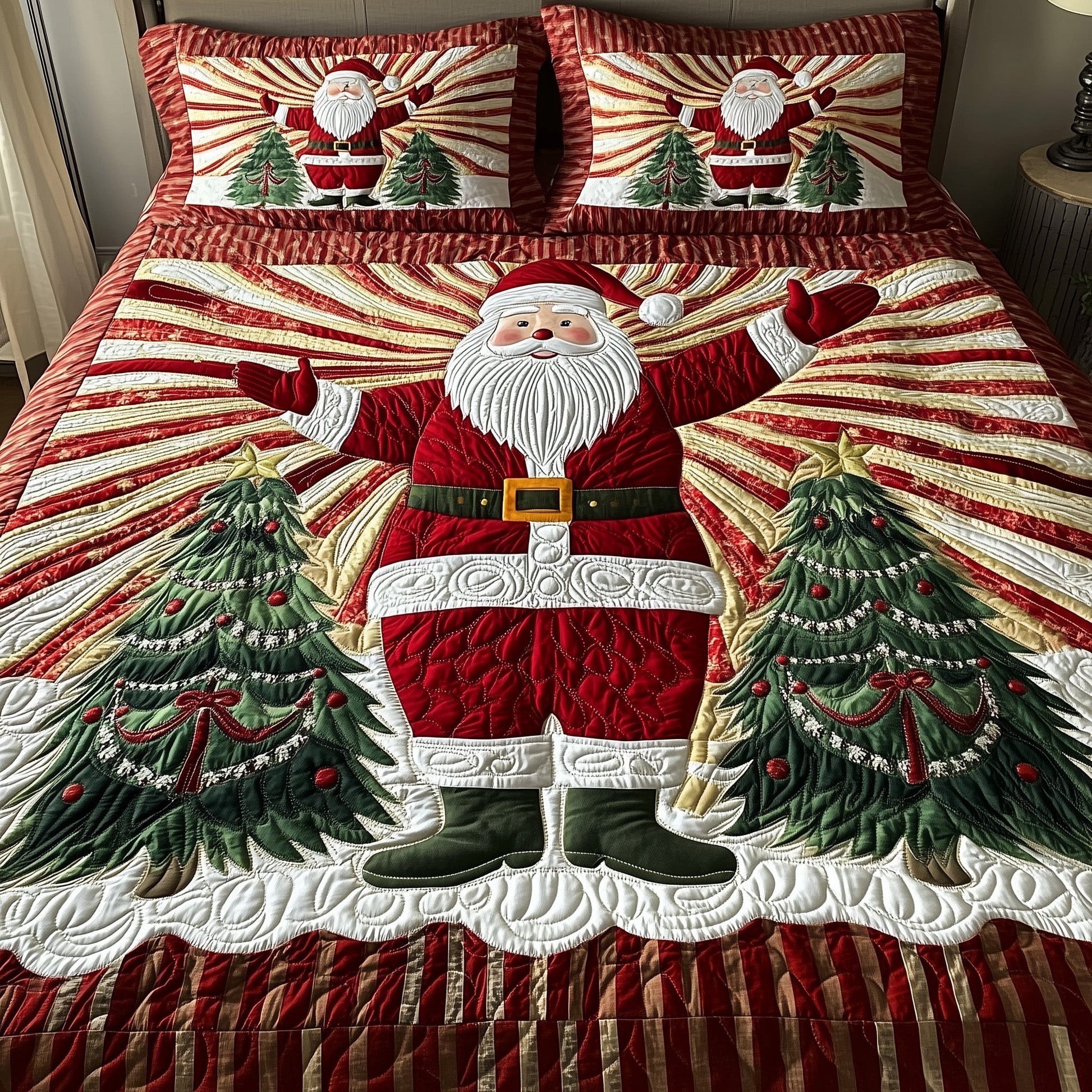 Welcoming Satna Quilted Bedding Set Christmas Holiday Decor Best Xmas Bedroom Decor Gifts - Bancroftclothings