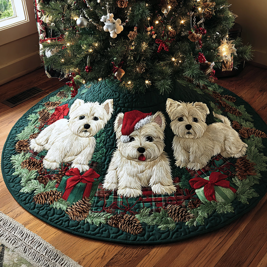 Westie Under The Tree Quilted Christmas Tree Skirt Holiday Merch That Completes Your Christmas Setup - Bancroftclothings