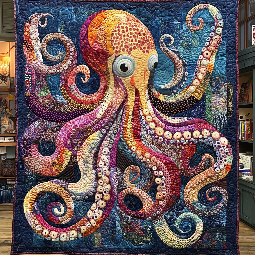 Whimsical Octopus Quilted Blanket Sofa Couch Throw Blanket Octopus Novelty Gifts - Bancroftclothings