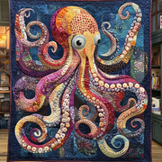 Whimsical Octopus Quilted Blanket Sofa Couch Throw Blanket Octopus Novelty Gifts - Bancroftclothings