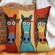 Whimsical Trail Quilted Pillow Case Holiday Pillow Covers Cool Gifts For Horse Lovers - Bancroftclothings