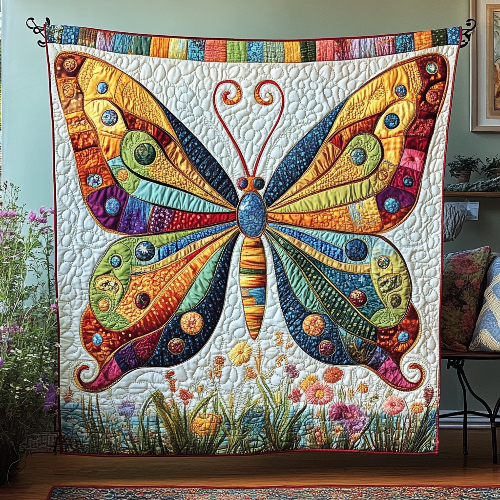 Whimsy Wings Quilted Blanket Bedroom Decor Christmas Butterfly Themed Gift Items - Bancroftclothings