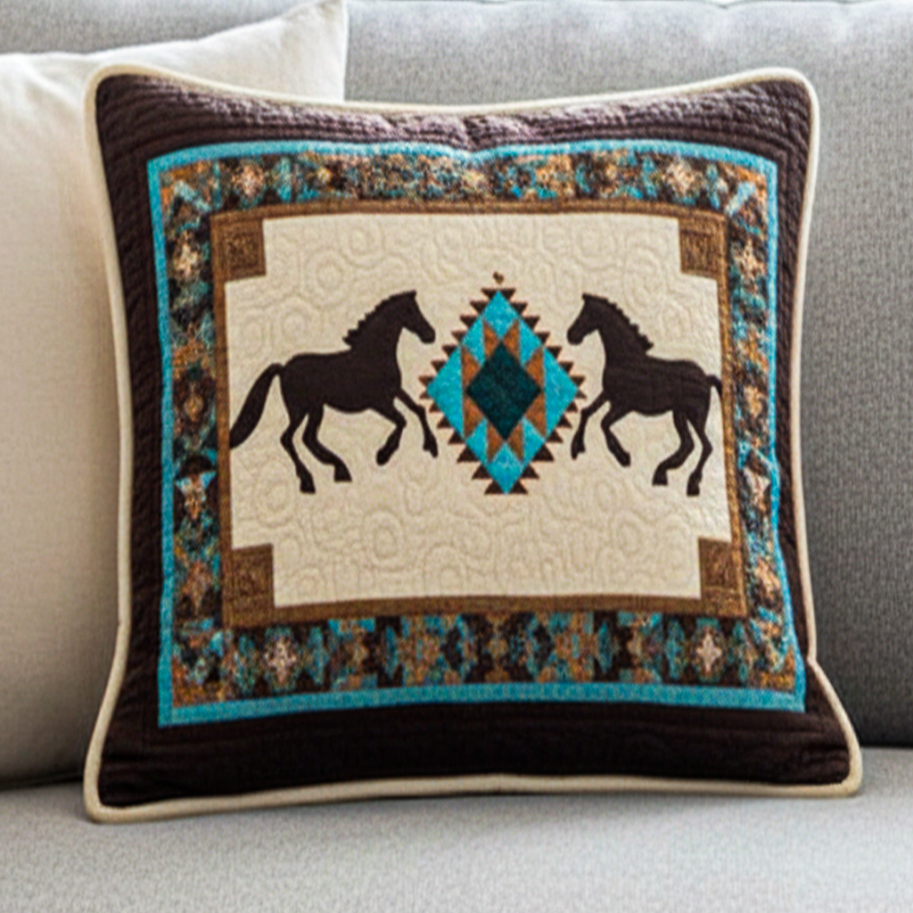 Wild Harmony Quilted Pillow Case Decorative Pillow Cases Native American Gift Items - Bancroftclothings