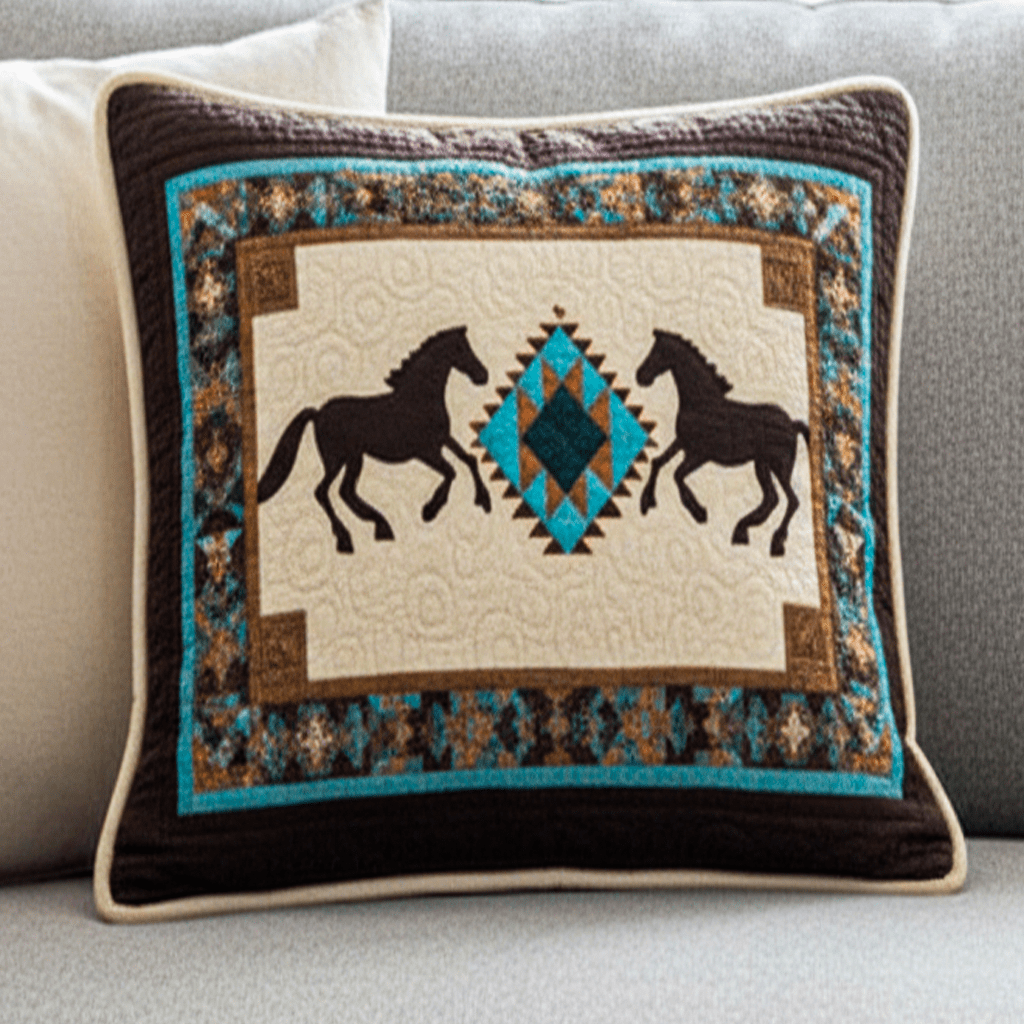 Wild Harmony Quilted Pillow Case Decorative Pillow Cases Native American Gift Items - Bancroftclothings