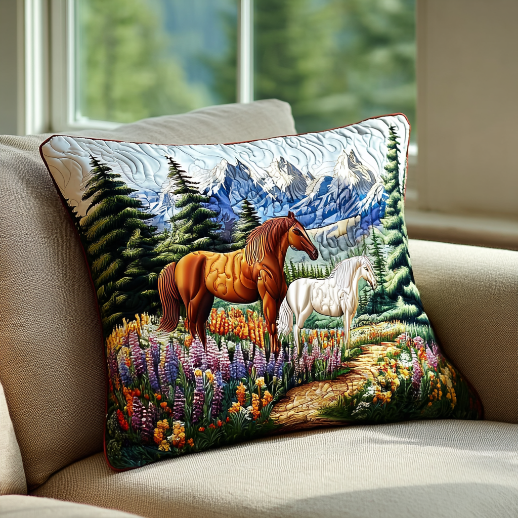 Wild Horse Quilted Pillow Case Holiday Pillow Cases Horse Related Christmas Gifts - Bancroftclothings