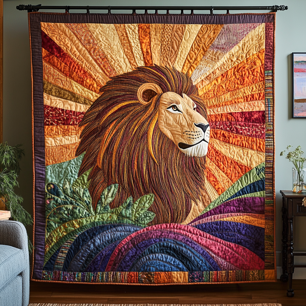 Wild Pride Quilted Blanket Cute Throw Blanket Christmas Presents For Lion Lovers - Bancroftclothings