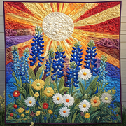 Wildflower Wonderland Quilted Blanket Texas Bluebonnet Throw Blanket Family Christmas Presents - Bancroftclothings