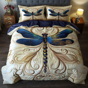 Wings Of Serenity Duvet Quilted Bedding Set Flying Insect Decor Best Bedding Gifts - Bancroftclothings