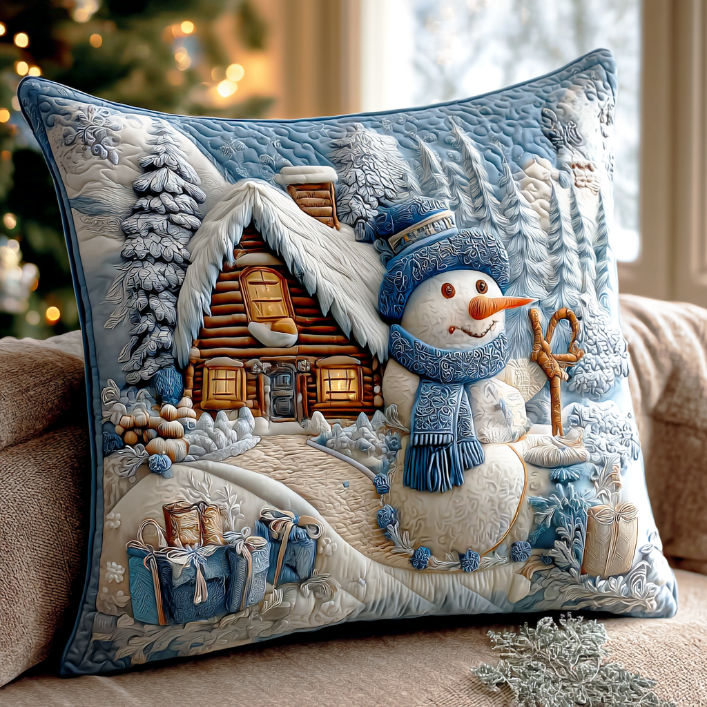 Winter Frost Glow Quilted Pillow Case Holiday Throw Pillow Covers Family Christmas Present Ideas - Bancroftclothings