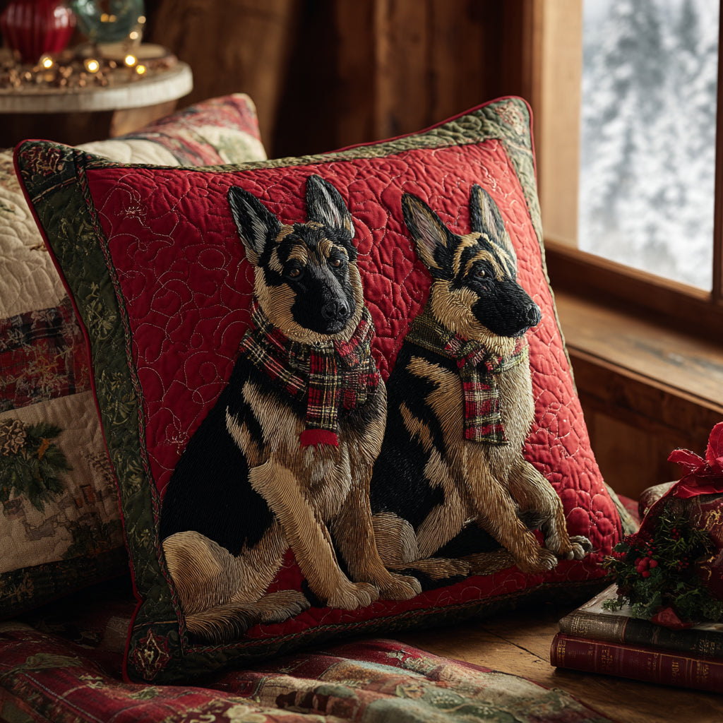 Winter Guardian Quilted Pillow Case Holiday Pillow Cases Unique Dog Presents - Bancroftclothings