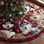 Winter Husky Magic Quilted Christmas Tree Skirt Exclusive Holiday Tree Skirt Gift for Families - Bancroftclothings