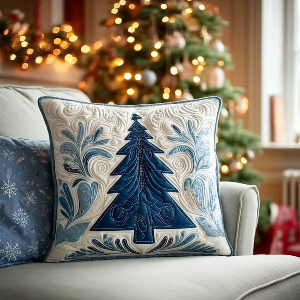 Winter Pines Quilted Pillow Case Holiday Pillow Case Gifts For Halloween Lovers - Bancroftclothings