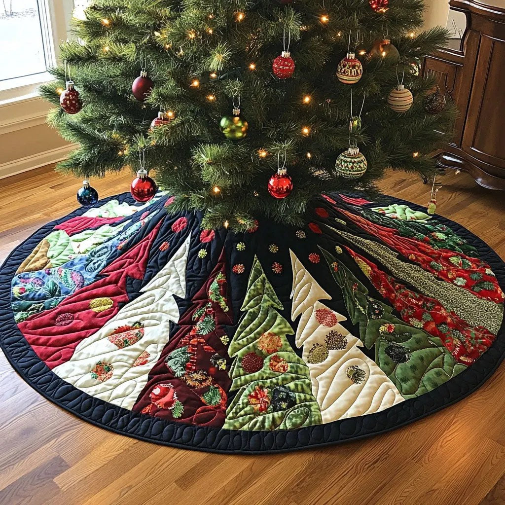 Winter Tree Magic Quilted Christmas Tree Skirt Christmas Tree Skirt Gift That Brings Joy - Bancroftclothings