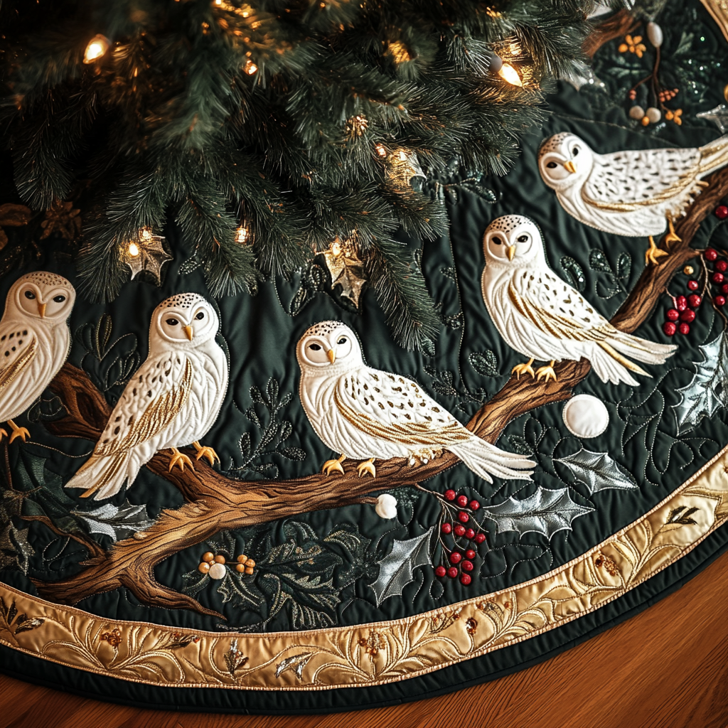 Winter Watch Christmas Quilted Tree Skirt Lovely Holiday Tree Skirt for Festive Vibes - Bancroftclothings