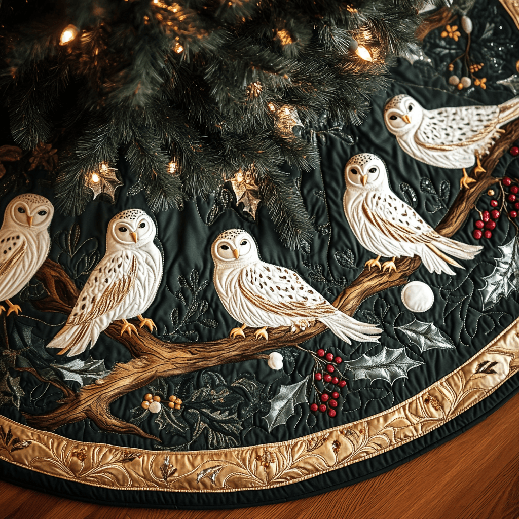 Winter Watch Christmas Quilted Tree Skirt Lovely Holiday Tree Skirt for Festive Vibes - Bancroftclothings