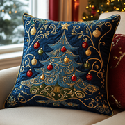 Winter Wonderland Pines Quilted Pillow Case Xmas Pillow Cover for Holiday Decor - Bancroftclothings