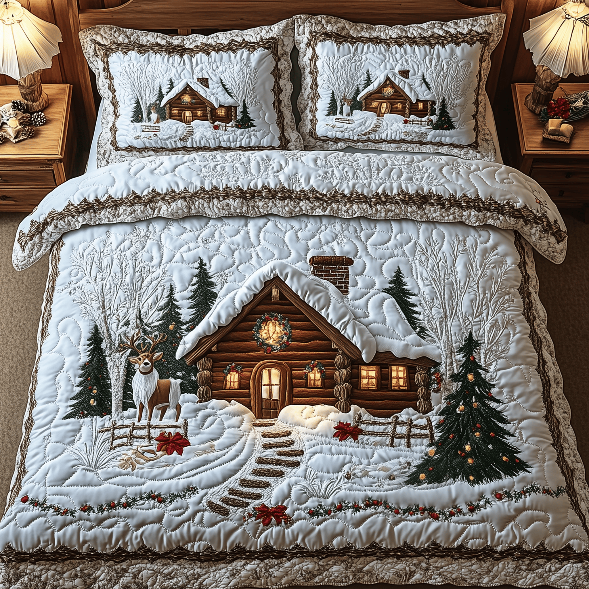Winter Wonderland Quilted Bedding Set Stay warm this winter Christmas Presents For Mom - Bancroftclothings