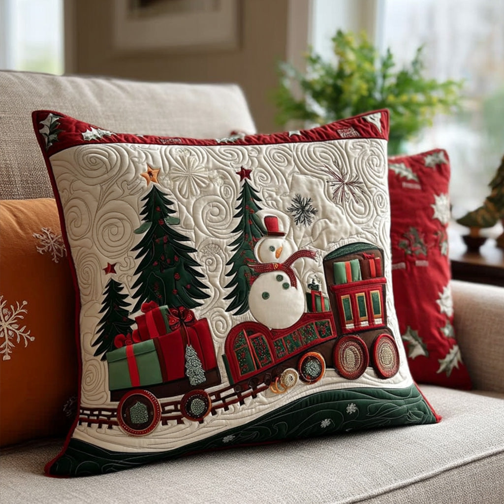 Winter Wonderland Tracks Quilted Pillow Case Holiday Pillow Cases Top Christmas Gifts 2025 - Bancroftclothings