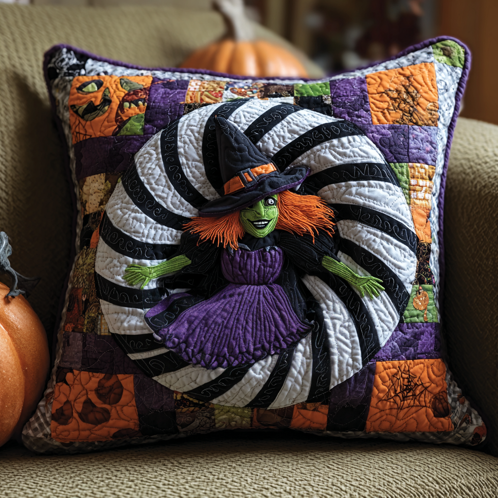 Witch Descent Quilted Pillow Case Best Cool Pillow Cases Halloween Gifts For Her - Bancroftclothings