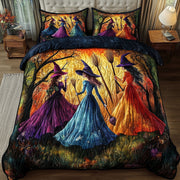 Witches Quilted Bedding Set Mystic Spellcasters Unique Halloween Bedding Presents - Bancroftclothings