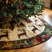 Woodland Elegance Quilted Christmas Tree Skirt Cozy Holiday Tree Skirt to Brighten Your Home - Bancroftclothings