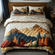 Woodland Retreat Quilted Bedding Set Frosted Woodland Landscape Decor Nature Bedding Gifts - Bancroftclothings