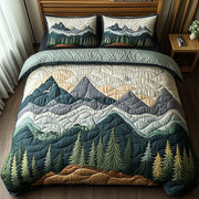 Woodland Retreat Quilted Bedding Set Frosted Woodland Landscape Theme Nature Gifts - Bancroftclothings