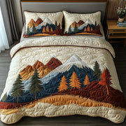 Woodland Retreat Quilted Bedding Set Majestic Pinecone Forest Decor Nature Bedding Theme - Bancroftclothings