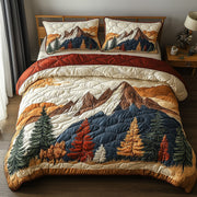Woodland Retreat Quilted Bedding Set Majestic Pinecone Forest Illustration Nature Gift Ideas - Bancroftclothings