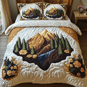 Woodland Retreat Quilted Bedding Set Majestic Woodland Scene Best Nature Illustration Gifts - Bancroftclothings