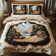Woodland Retreat Quilted Bedding Set Majestic Woodland Scene Best Nature Theme Gifts - Bancroftclothings