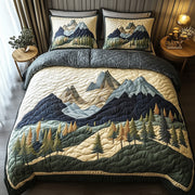 Woodland Retreat Quilted Bedding Set Peaceful Snow Scene Theme Nature Gift Ideas - Bancroftclothings