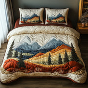 Woodland Retreat Quilted Bedding Set Tranquil Forest Decor Cool Nature Theme Gifts - Bancroftclothings