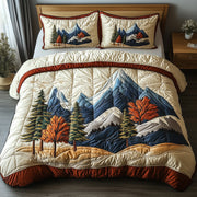 Woodland Retreat Quilted Bedding Set Winter Nature Retreat Decor Nature Theme Bedding Gifts - Bancroftclothings