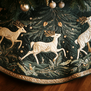 Woodland Wonder Quilted Christmas Tree Skirt Popular Gift Merch for Christmas Enthusiasts - Bancroftclothings