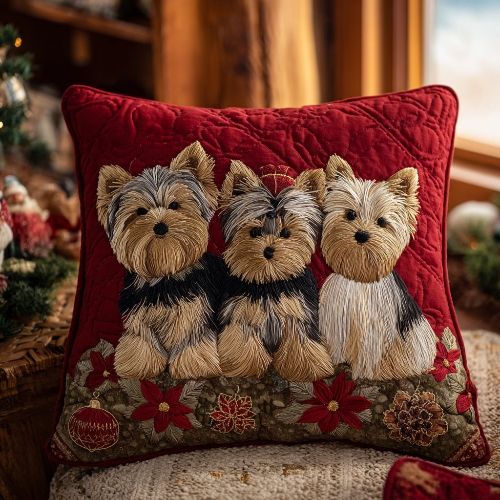 Yorkie Magic Quilted Pillow Case Best Christmas Pillow Covers Cute Themed Dog Gift Ideas - Bancroftclothings