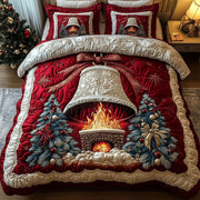 Yuletide Melody Quilted Bedding Set Festive Jingle Bells Theme Unique Bedding Presents - Bancroftclothings