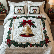 Yuletide Melody Quilted Bedding Set Jingle Bells Merry Christmas Home Bedroom Decor Gifts - Bancroftclothings