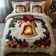 Yuletide Melody Quilted Bedding Set Winter Lodge Quilt Set Unique Xmas Bedding Presents - Bancroftclothings