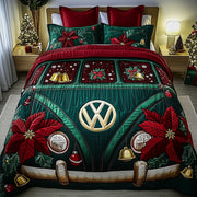 Yuletide Van Quilted Bedding Set Cozy Xmas Home Decoration Christmas Bedding Gifts - Bancroftclothings