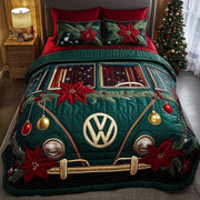 Yuletide Van Quilted Bedding Set Merry Christmas Drive Decor Xmas Bedding Gifts - Bancroftclothings